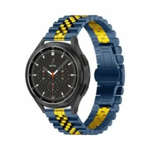 By Qubix - Smartwatch Bandje 22mm - Stalen Band - Donkerblauw Met Goud - Geschikt Voor Garmin Venu 2 / Garmin Venu 3 - Geschikt Voor Garmin Bandje thumbnail