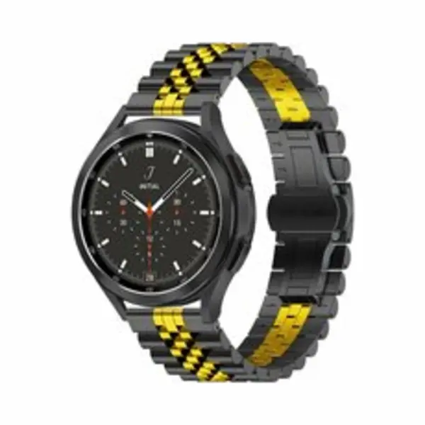 By Qubix Stalen Band - Zwart Met Goud - Horlogebandje Geschikt Voor Huawei Watch Gt 5 (Pro) - Gt 4 - Gt 3 - Gt 2 - 46 Mm thumbnail