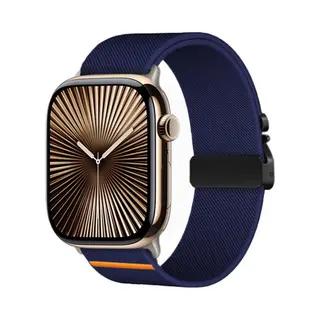 By Qubix Nylon Bandje Met Parachute Sluiting - Donkerblauw - Geschikt Voor Apple Watch 44 Mm - 45 Mm - 46 Mm - 49 Mm (Ultra 1, 2 En 3) - Compatible