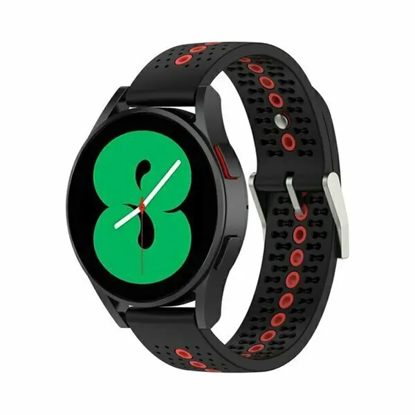 By Qubix - Smartwatch Bandje 22mm - Geschikt Voor Garmin Venu 4 - 45 Mm - Dot Pattern Bandje - Zwart Met Rood - Geschikt Voor Garmin Bandje thumbnail