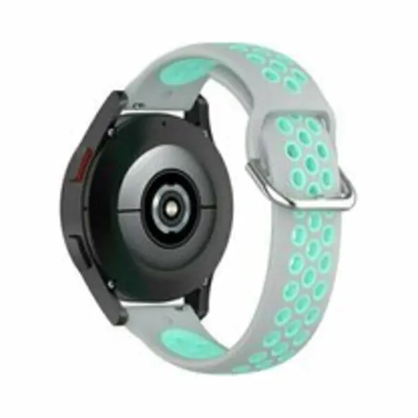 By Qubix - Smartwatch Bandje 22mm - Geschikt Voor Garmin Venu 4 - 45 Mm - Siliconen Sportbandje Met Gesp - Grijs + Turquoise - Geschikt Voor Garmin thumbnail