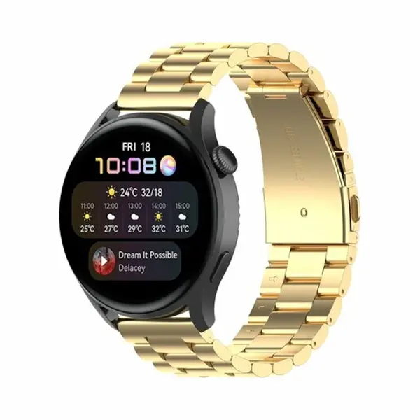 By Qubix - Smartwatch Bandje 22mm - Geschikt Voor Garmin Venu 4 - 45 Mm - Stalen Schakelband - Goud - Geschikt Voor Garmin Bandje thumbnail