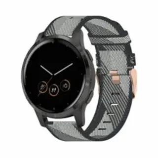 By Qubix - Smartwatch Bandje 18mm - Geschikt Voor Garmin Venu 4 - 41mm - Canvas Nylon Bandje - Grijs - Geschikt Voor Garmin Bandje