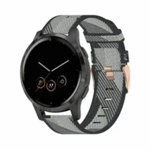By Qubix - Smartwatch Bandje 18mm - Geschikt Voor Garmin Venu 4 - 41mm - Canvas Nylon Bandje - Grijs - Geschikt Voor Garmin Bandje thumbnail