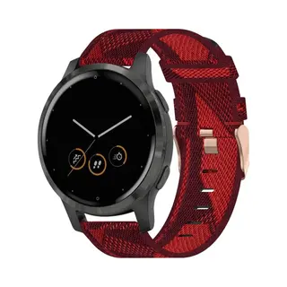 By Qubix - Smartwatch Bandje 18mm - Geschikt Voor Garmin Venu 4 - 41mm - Canvas Nylon Bandje - Rood - Geschikt Voor Garmin Bandje