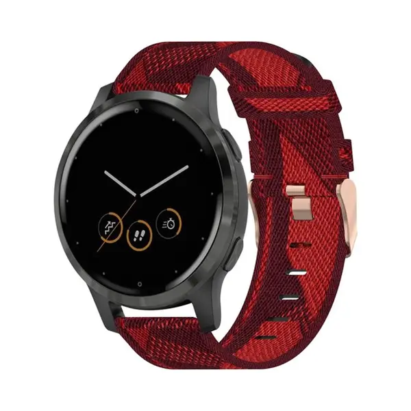 By Qubix - Smartwatch Bandje 18mm - Geschikt Voor Garmin Venu 4 - 41mm - Canvas Nylon Bandje - Rood - Geschikt Voor Garmin Bandje thumbnail