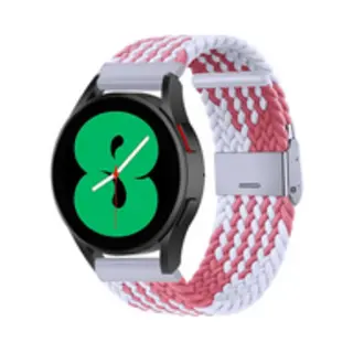 By Qubix Horlogebandje Geschikt Voor Huawei Watch Gt 6 - 41mm - Braided Nylon Bandje - Wit - Roze - Aanzetmaat, 18mm