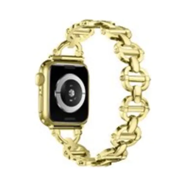 By Qubix Metalen Ladder Schakelbandje - Goud - Geschikt Voor Apple Watch 44 Mm - 45 Mm - 46 Mm - 49 Mm (Ultra 1, 2 En 3) - Compatible Apple Watch thumbnail