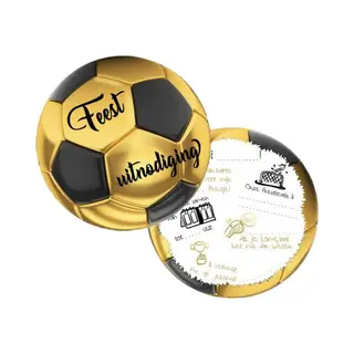 Zylaro Uitnodigingen Kinderfeestje + Enveloppen + Stickers 12 Stuks - Thema Gouden Voetbal - Uitnodigingskaarten - Uitnodiging Verjaardag - Uitnodigingen