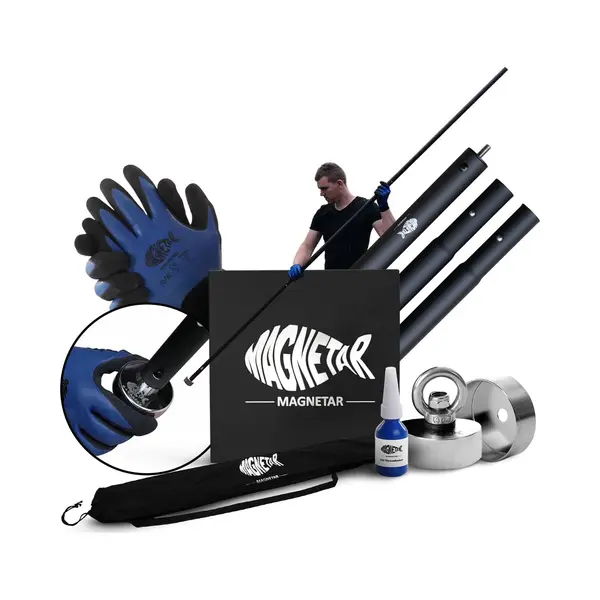 Magnetar Prikstok Pakket Easy - Vismagneet - Allround 360° 280kg Magneet - Handschoenen - Magneetvissen thumbnail