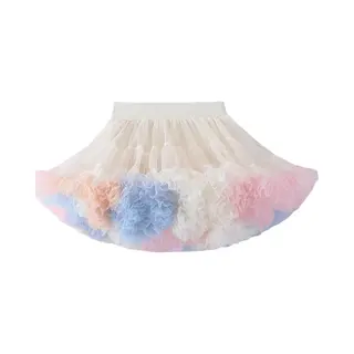 Joyakids Joya Kids® Wit Met Pastel Roze, Oranje En Blauw Verkleedrok Met Tule | Fluffy Tutu Verkleedjurk Meisje | Volumineuze Rok Met Meerdere Lagen |