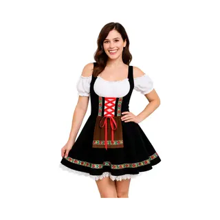 Joya Party® Oktoberfest Dirndl Jurk Dames | Sexy Bierfeest Outfit Met Kant En Rits | Tiroler Jurk | Verkleedjurk Voor Carnaval & Halloween Vrouwen |