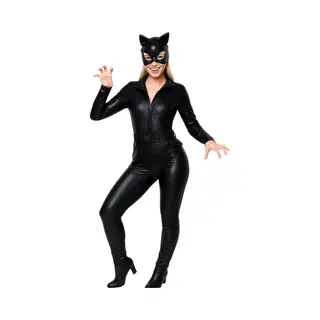 Joya Party® Cat Kostuum Volwassenen | Zwarte Stretch Catsuit Met Masker En Riem | Verkleedpak Halloween & Carnaval Dames | Sexy Kattenpak | Cat Girl