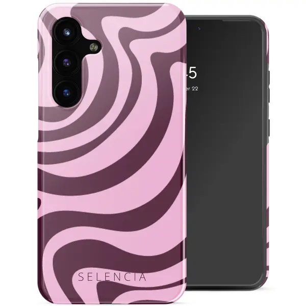 Selencia Hoesje - Geschikt Voor Samsung Galaxy S25 Fe - Backcover - Wavy Swirl Pink Plum thumbnail