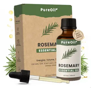 PureOil – Rozemarijn Etherische Olie 30ml – 100% Puur, Natuurlijk & Vegan – Voor Haar | Huid | Scalp | Nagels | Diffuser - Haargroei - Incl.