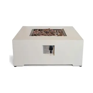 Happy Cocooning Vuurtafel Estate Square 88 Beige - Composiet - Vuurtafel Gas - Luxe Terrasverwarmer - 88x88x36 Cm
