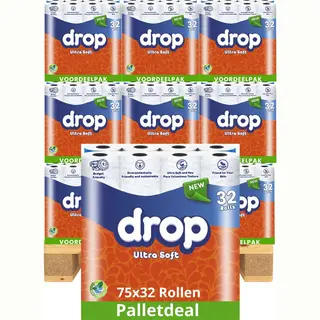 Drop - Ultra Soft - 75x32 Rollen Toiletpapier - 2400 Rollen - Palletvoordeel – Ultiem Comfort Wc Papier, Superieure Sterkte, Maximale Absorptie &