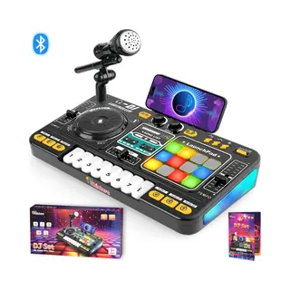 Tiny Thinkers Dj Set Kinderen Met Educatief Boekje - Oplaadbaar - Bluetooth - Microfoon - Speelgoed Muziekspeler - Dj Mixer Kids