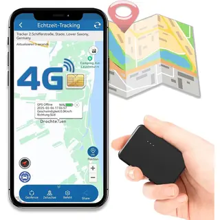 Zeerkeer Mini 4G Gps-Tracker, Abonnement Vereist, Realtime Trackingapparaat Met App, 1500mAh-batterij, Magnetische Gps Tracker Voor Auto, Voertuig, E-bike,