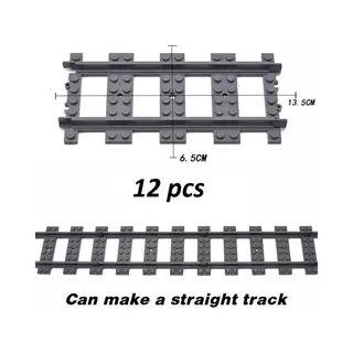 BricksNblocks® Rechte Treinrails 12 Stuks | Compatible Met Andere Grote Merken Bouwblokjes | Rechte Trein Rails Voor Standaard Bouwblokjes Systemen |