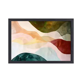 Abstract Ontwerp In Zachte Tinten - Abstractie Canvas Kunst - Muurkunst Vormen - Abstract Expressionisme - Schilderijen Met Baklijst - Schilderijen Op