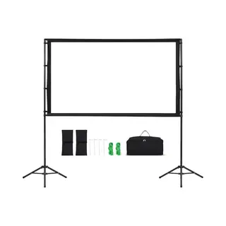 Projectiescherm 213.4 Cm Met Standaard, 16, 9 Hd Rimpelvrije Draagbaar Scherm, 160° Kijkhoek Voor Binnen- En Buiten Gebruik, Inclusief Dubbele