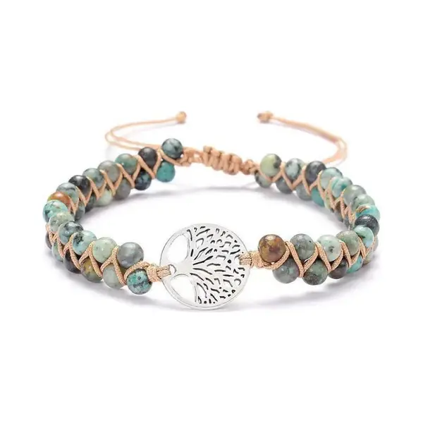 Nixnix® - Bohemian Armband - Afrikaans - Turkoois - Tree Of Life - Zilverkleurig thumbnail