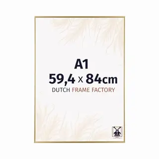 Dutch Frame Factory - Bilderrahmen Din A1 59, 4x84 Cm - Gold - Bilderrhamen Aus Kunststoff Mit Antireflex Kunstglas - Fotorahmen Din A1 59, 4x84 Cm -