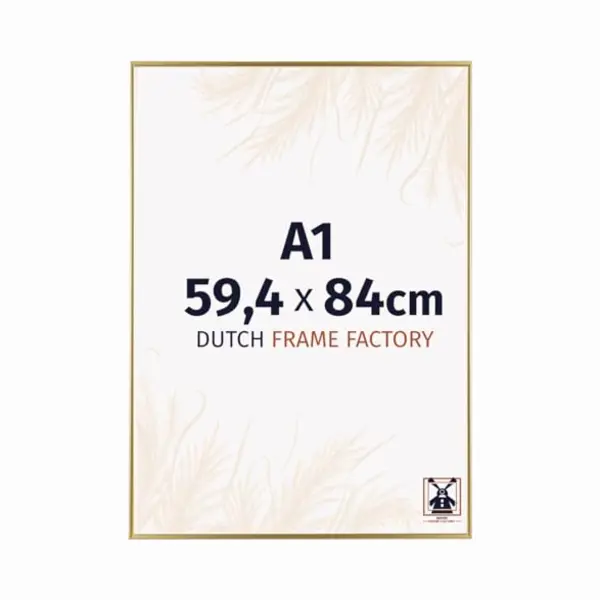 Dutch Frame Factory - Bilderrahmen Din A1 59, 4x84 Cm - Gold - Bilderrhamen Aus Kunststoff Mit Antireflex Kunstglas - Fotorahmen Din A1 59, 4x84 Cm - thumbnail