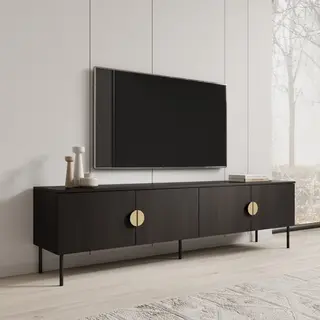 Meubella - Tv-Meubel Monor - Zwart Eiken - 200 Cm