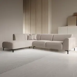 Meubella Moana - Hoekbank 4-zits Met Chaise Longue - Teddystof Beige - Links