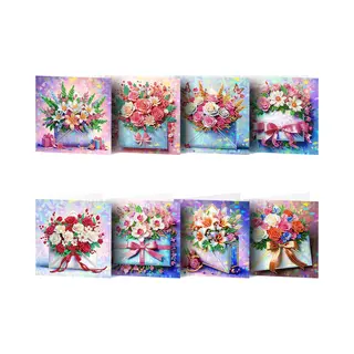 Adorzy Diamond Painting Kaarten – 8 Wenskaarten Met Envelop - Diamond Painting Volwassenen – Diamond Painting Volledig Pakket