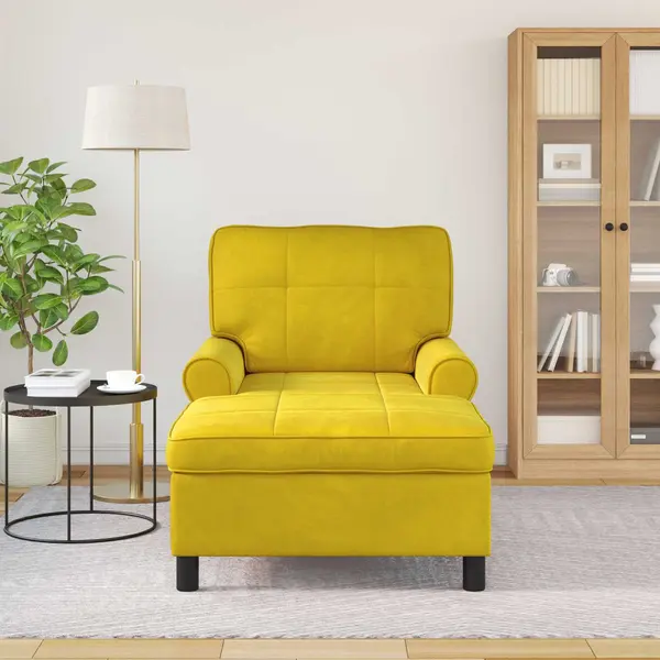 VidaXL Lounge-Liege Mit Kissen Gelb 91 X 157 X 91 Cm Samt thumbnail