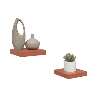 VidaXL Wandplank Met Opslag 2 Pcs Rood 23 X 23, 5 X 4 Cm Bewerkt Hout