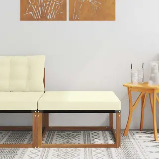 VidaXL Outdoor-Sofagarnitur Mit Kissen 6 Pcs Natur Und Creme, Garten-Sofa, Modernes Outdoor-Sitzset, Haltbare Lounge-Möbel, Bequeme Terrassenplätze