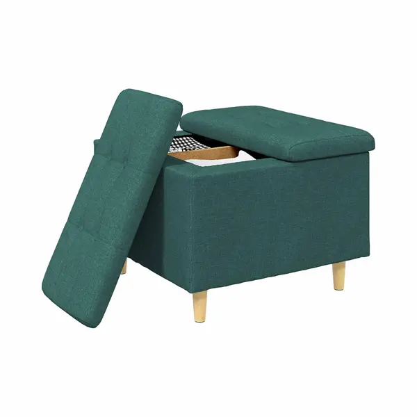 VidaXL Pouf De Rangement Avec Coussin Vert Foncé 60 X 60 X 45 Cm Tissu, Pouf Moderne Stylé, Assise Rembourrée, Accent Pratique Pour Salon, Meuble thumbnail
