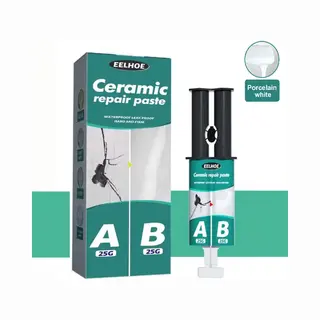 Tlvx Sterke Tegel Reparatie Set Vulmiddel Pasta 2-Componenten Wit 50gr / Lijm Geschikt Voor Witte Keramiek Tegels Badkamer / Vloer / Wastafel /