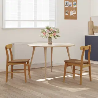 VidaXL Esszimmerstuhl 2 Pcs Natur 43 X 44, 5 X 77 Cm Massives Gummiholz