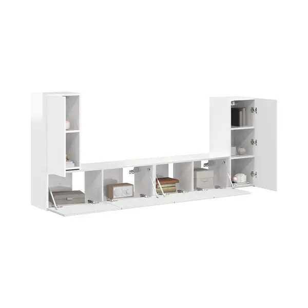 VidaXL Tv-Schrankset 4 Pcs Hochglanz Weiß Holzwerkstoff, Ein Modernes Unterhaltungszentrum, Technikfreundliches Möbelset, Vielseitiger Stauraum Und thumbnail