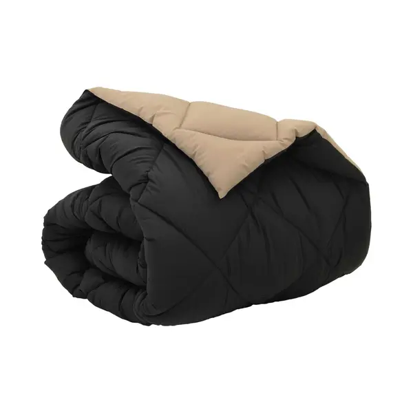 VidaXL Winterbettdecke Schwarz Und Taupe 220 X 140 Cm Mikrofaser, Elegante Bettdecke, Moderne Extra Weiche Decke, Gestepptes Überwurf, Kuscheliger thumbnail