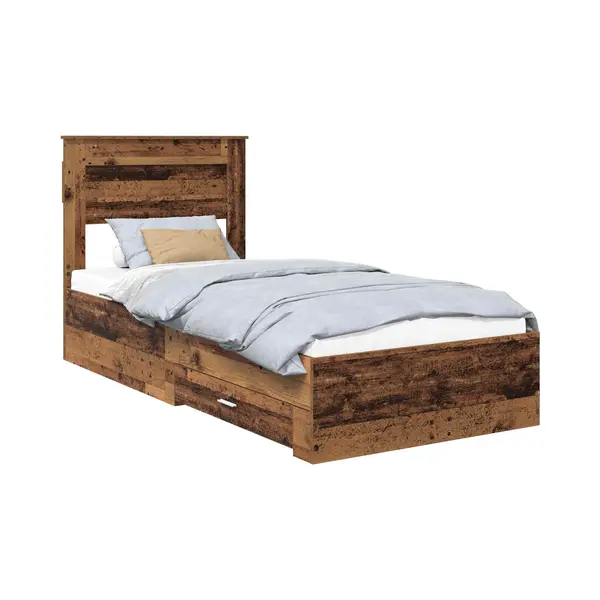 Bettrahmen Mit Kopfteil Altholz 90 X 190 Cm Holzwerkstoff Vidaxl thumbnail