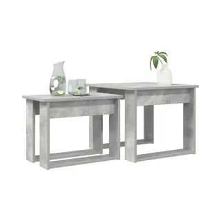 VidaXL Koffietafel Set 2 Pcs Beton Grijs Bewerkt Hout