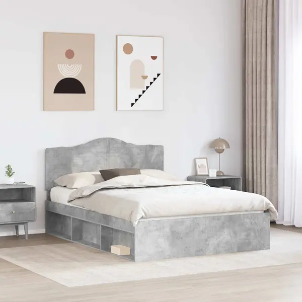 VidaXL Bedframe Met Hoofdeinde Beton 140 X 200 Cm Massief Grenenhout thumbnail