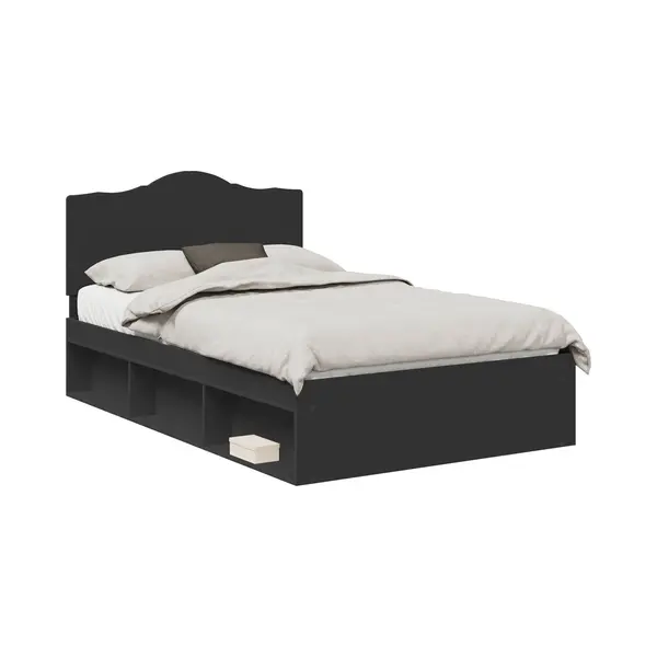 VidaXL Bedframe Met Hoofdeinde Zwart 120 X 200 Cm Massief Grenenhout thumbnail