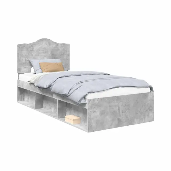 VidaXL Bedframe Met Hoofdeinde Beton 90 X 200 Cm Massief Grenenhout thumbnail