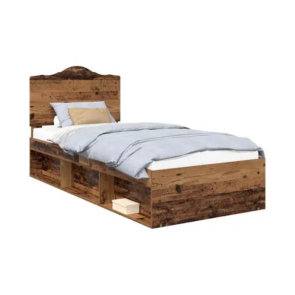 VidaXL Bedframe Met Hoofdeinde Oudhout 90 X 200 Cm Massief Grenenhout thumbnail