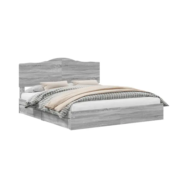 VidaXL Opbergbed Met Hoofdeinde Grijs Sonoma 200 X 200 Cm Bewerkt Hout thumbnail