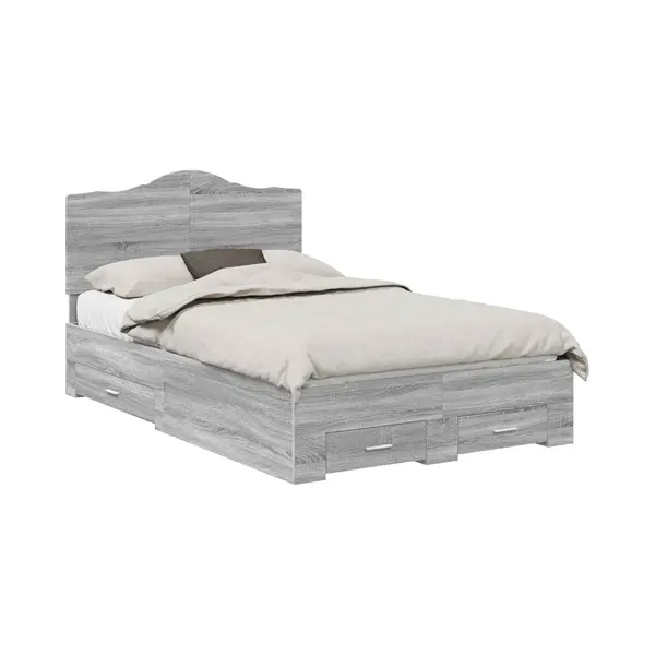 VidaXL Bettrahmen Graues Sonoma 135 X 190 Cm Holzwerkstoff thumbnail