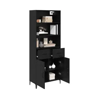 Highboard Schwarz Eichen-optik 69, 5 X 34 X 180 Cm Holzwerkstoff Vidaxl