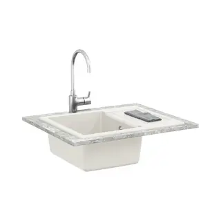 VidaXL Wasbak Wit 620 X 500 Mm 80% Kwarts En 20% Hars